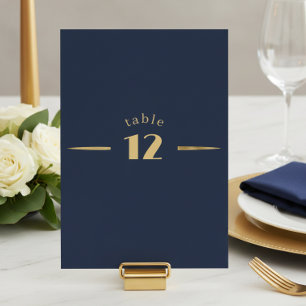 Sculptural Waves Table No. Navy Blue Gold ID1312 Invitation