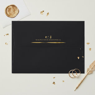 Sculptural Waves Wedding Gold Matte Black ID1312 Envelope