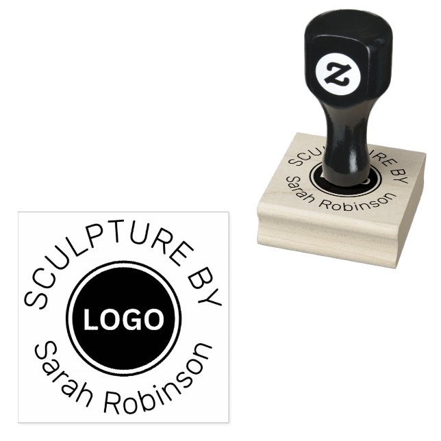 Sculpture by with Custom Artist Name and Logo  Rubber Stamp (Stamped)