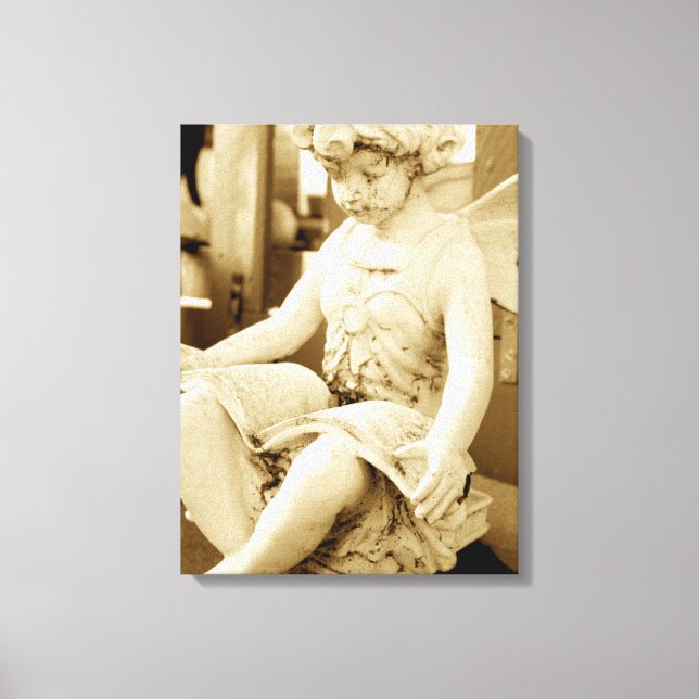 Sculpture of a Fairy Reading a Book Canvas Print (Front)