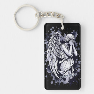 Sculpture of a Weeping Angel  - with Splashes 1 Keychain