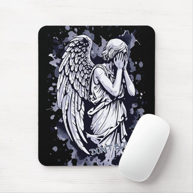 Sculpture of a Weeping Angel  - with Splashes 1 Mouse Pad (With Mouse)