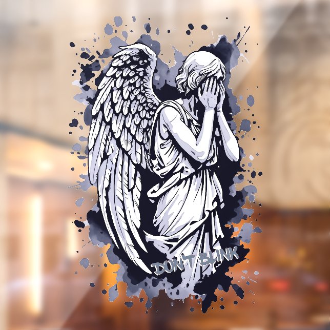 Sculpture of a Weeping Angel  - with Splashes 1 Window Cling (Sheet 2)