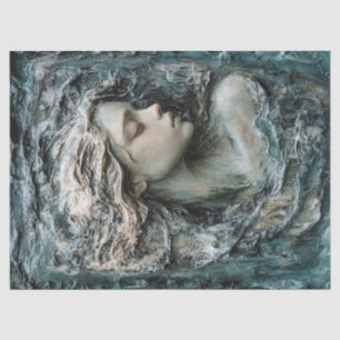 Sculpture of a Woman's Profile Decoupage Tissue Paper