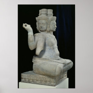 Sculpture of Brahma with four faces Poster