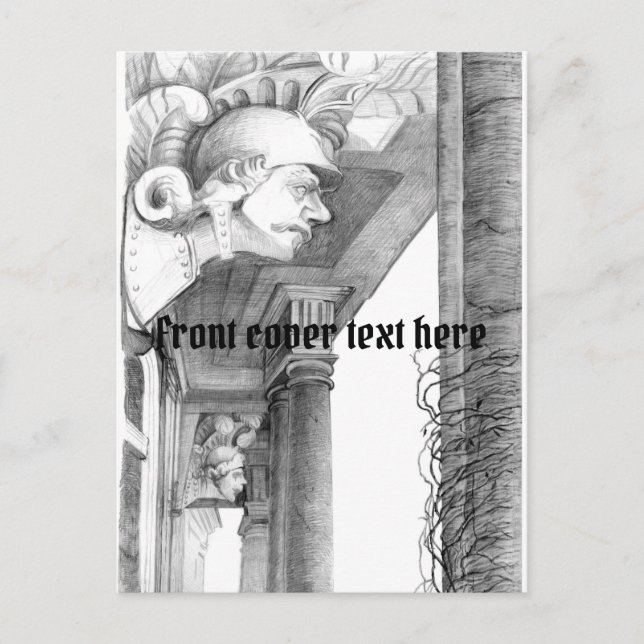 Sculpture of Burgscheidungen castle  Pencil Art Holiday Postcard (Front)