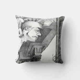 Sculpture of castle Pencil Art Outdoor Pillow