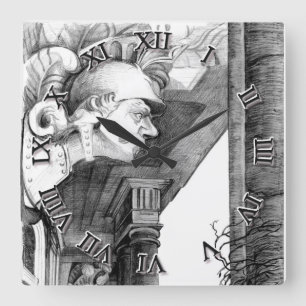 Sculpture of castle Pencil Art Square Wall Clock