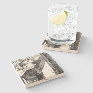 Sculpture of castle Pencil Art Stone Coaster