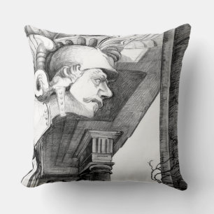 Sculpture of castle Pencil Art Throw Pillow