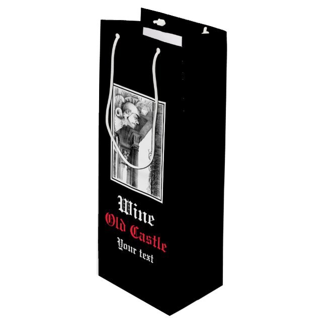 Sculpture of castle Pencil Art  Wine Gift Bag (Front Angled)