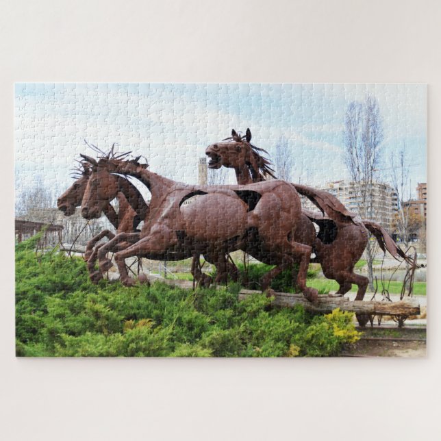Sculpture of running horses jigsaw puzzle (Horizontal)