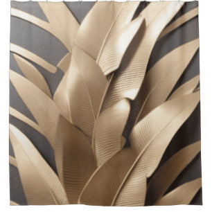 Sculptured Metal Banana Leaves -Shower Curtain