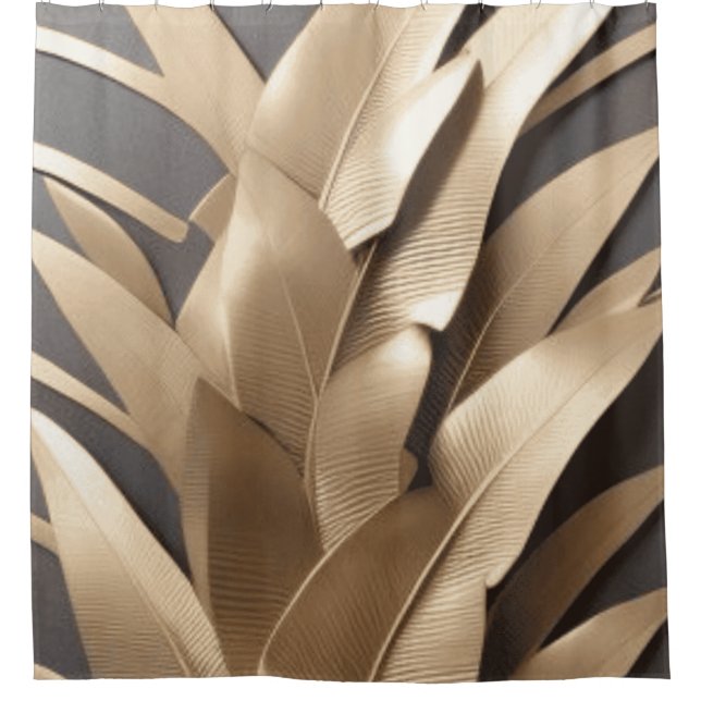 Sculptured Metal Banana Leaves -Shower Curtain (Front)