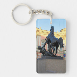 Sculptures the Anichkov bridge in St. Petersburg Keychain