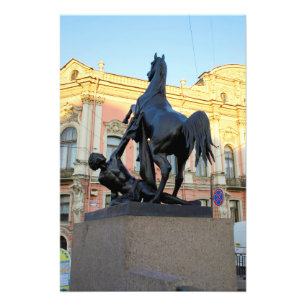 Sculptures  the Anichkov bridge in St. Petersburg Photo Print