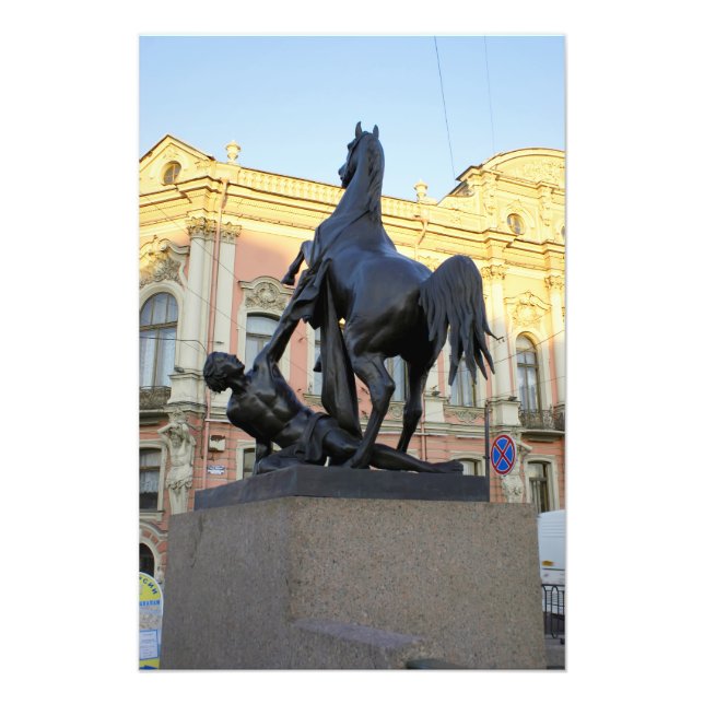 Sculptures  the Anichkov bridge in St. Petersburg Photo Print (Front)