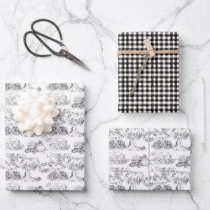 SCWT Griffin Toile & Gingham Wrapping Paper Sheet