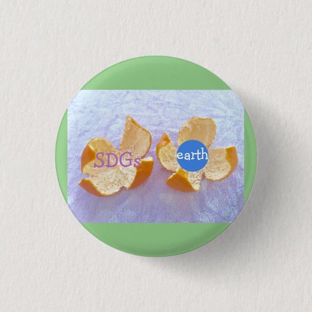 SDGs 地球環境　自然体     1 Inch Round Button (Front)