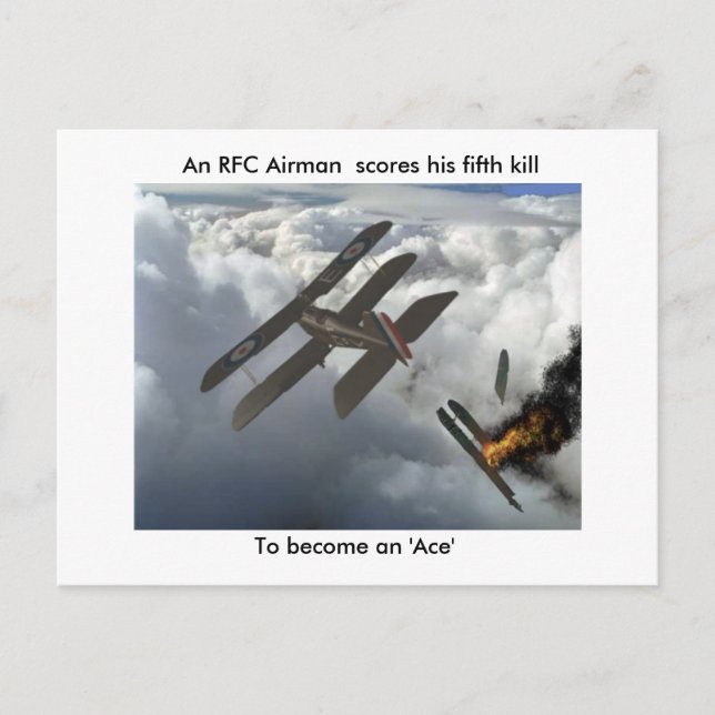 Se5a Kills DFW, An RFC Airman  scores his fifth... Postcard (Front)
