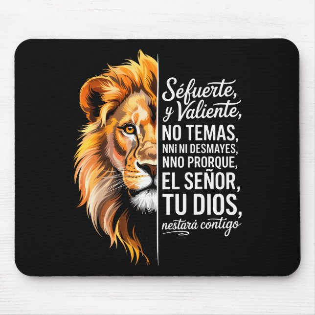 Sé Fuerte Y Valiente Lion Art For Insrational Soul Mouse Pad (Front)