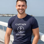 Sea Anchor Captain Add Name or Boat Name Navy Blue T-Shirt<br><div class="desc">Sea Anchor Captain Add Name or Boat Name Navy Blue T-Shirt</div>