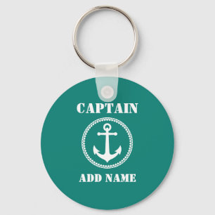 Sea Anchor Captain Add Name or Boat Name sa0a Keychain