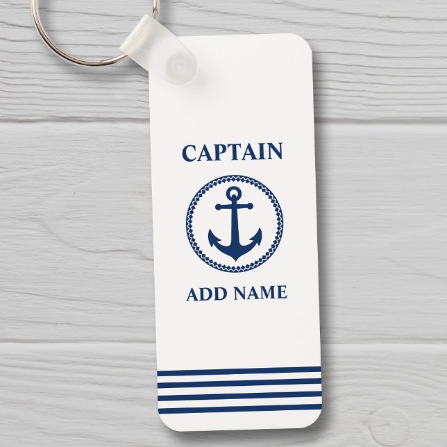 Sea Anchor Captain Add Name or Boat Name White Keychain (Creator Uploaded)