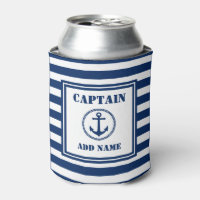 Sea Anchor Captain Boat Name Blue and White Stripe