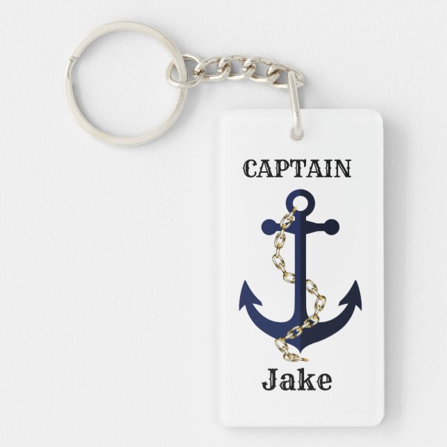Sea anchor, chain, personalized keychain (Front)