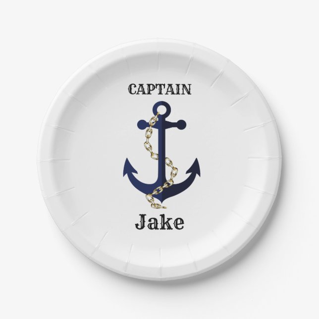 Sea anchor, chain, personalized paper plate (Front)