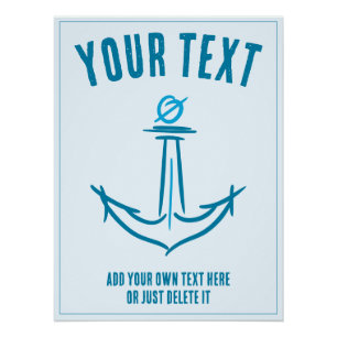 Sea Anchor. Compass rose. Sailor Gift Template Poster