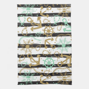 Sea Anchor Pattern Kitchen Towel
