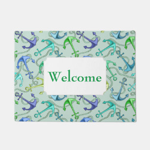 Sea Anchors And Rope Pattern   Add Your Text Doormat