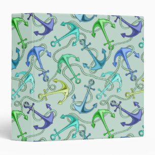 Sea Anchors And Rope Pattern Binder