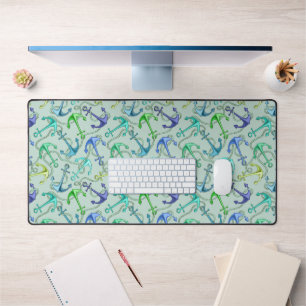 Sea Anchors And Rope Pattern Desk Mat