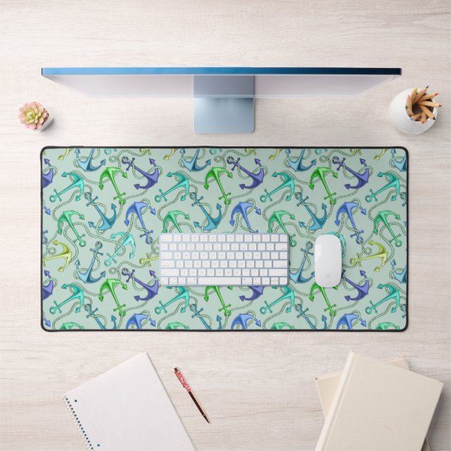 Sea Anchors And Rope Pattern Desk Mat (Office 1)