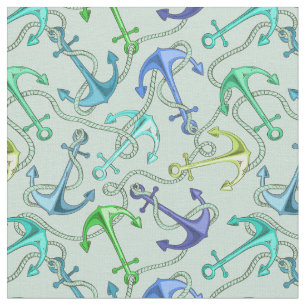 Sea Anchors And Rope Pattern Fabric