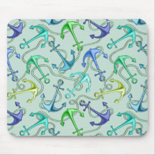 Sea Anchors And Rope Pattern Mouse Pad