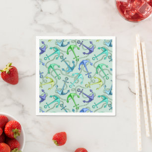 Sea Anchors And Rope Pattern Napkin