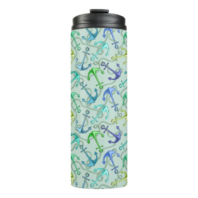 Sea Anchors And Rope Pattern Thermal Tumbler (Front)