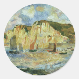 Sea and Cliffs by Pierre Renoir, Vintage Fine Art Classic Round Sticker