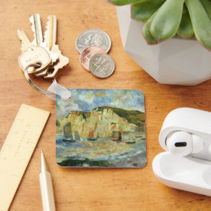 Sea and Cliffs by Pierre Renoir, Vintage Fine Art Keychain