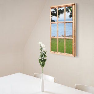 Sea and Grass 3D Effect Window View Picture Canvas Print