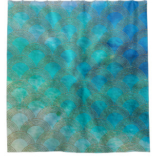 Sea and Mermaid Scales in aqua and gold