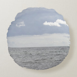 Sea and pretty clouds round pillow