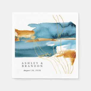 Sea and Sand Modern Watercolor Wedding Napkin
