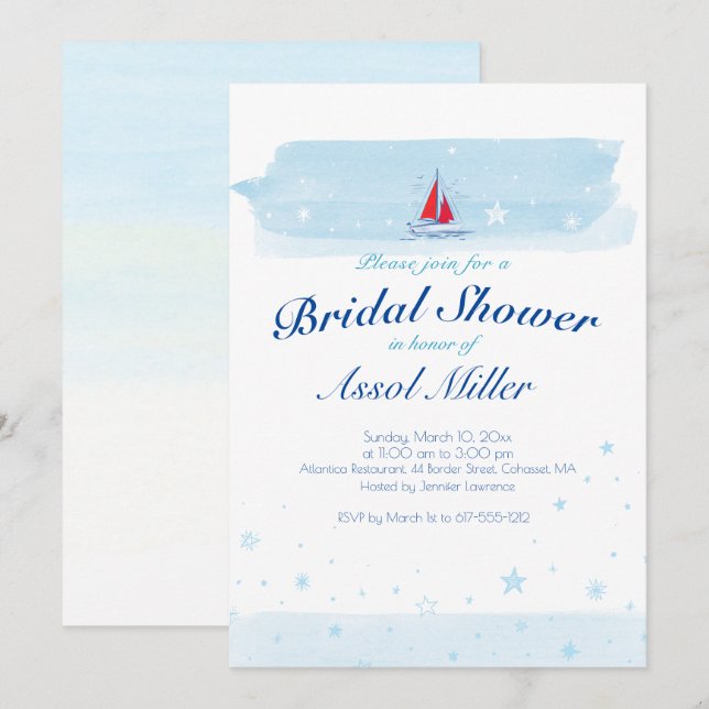 Sea and Scarlet Sail | Bridal Shower Invitation (Front/Back)