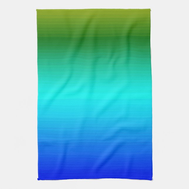 Sea and Sky Blue and Green Gradient Kitchen Towel (Vertical)
