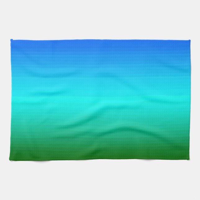 Sea and Sky Blue and Green Gradient Kitchen Towel (Horizontal)